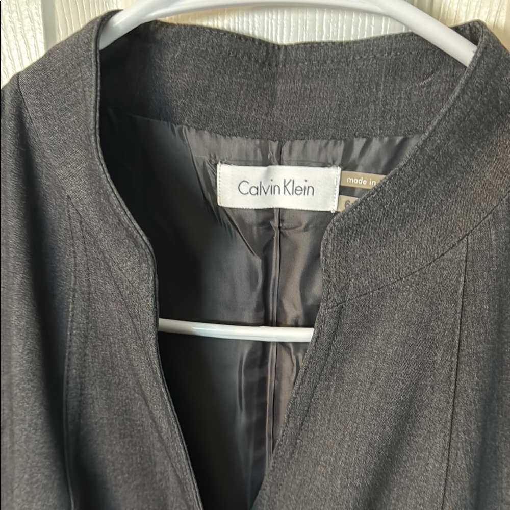 Calvin Klein Gray Blazer Dress Professional Suit Jacket
